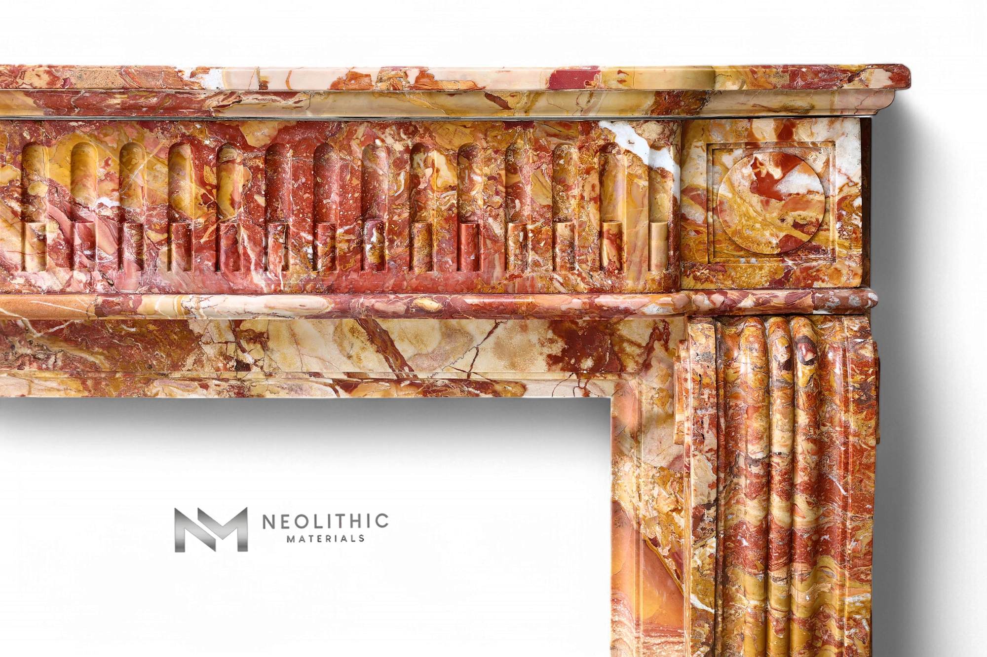 Antique Breche de Saint Maxim Marble Fireplace Mantel - Image 3